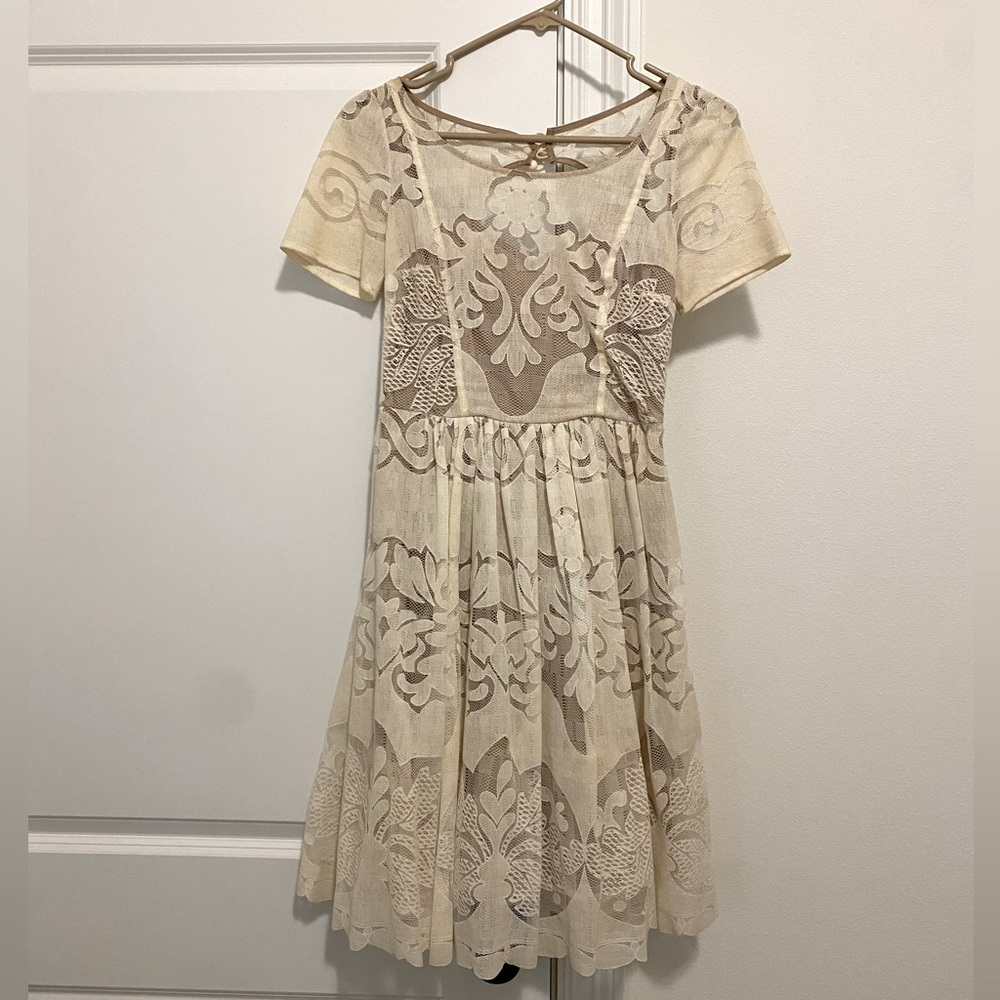 Anthropologie Short Sleeve Lace Dress